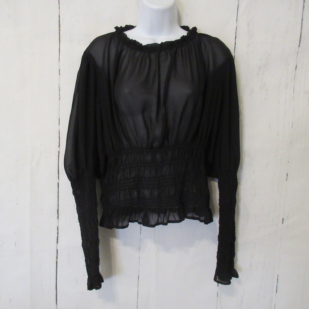 Halogen Top XL Black Sheer Witchy Whimsigoth Goth Steampunk Coquette Victorian